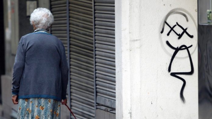 Woman goes for a walk with her dog in Pontevedra